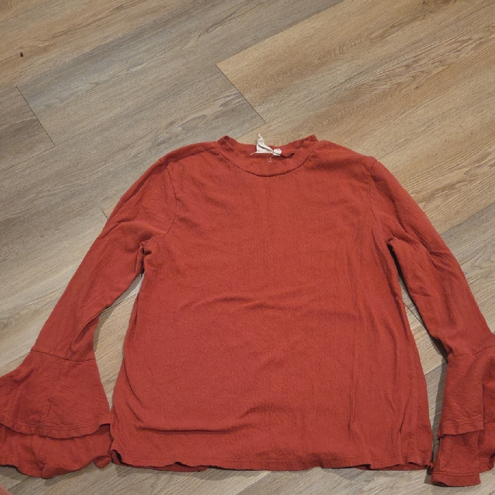 White Crow Rust Blouse with Bell Sleeves